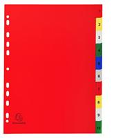 Exacompta - ref. 1510E - Polypropyleen tabbladen met 10 numeriek bedrukte tabs van 1 tot 10 in kleur - Afdrukbare indexpagina - Formaat A4 - Afmetingen: 22,5 x 29,7 cm