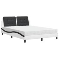 vidaXL Bed met matras kunstleer wit en zwart 140x200 cm, bed, bed ombouw, tweepersoonsbed, bedbodem, slaapkamermeubel, 2 persoonsbed, logeerbed