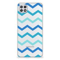 Samsung Galaxy A22 5G TPU bumper Zigzag Blauw - thumbnail