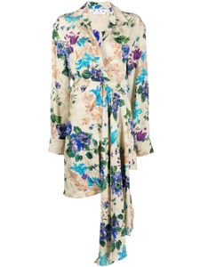 Off-White robe-chemise asymétrique à fleurs - Tons neutres