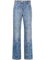 Versace pantalon droit à imprimé Barocco - Bleu