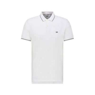 Lee regular fit polo met contrastbies wit