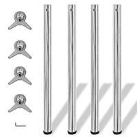 vidaXL 4x Tafelpoot in Hoogte Verstelbaar 870 mm Chroom Tafel Tafelpoten Set