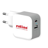 ROLINE USB Oplader met Eurostekker, 2 poorten (Type-A QC3.0, Type-C PD), 38W