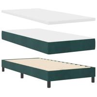 vidaXL Boxspringbed met matras en LED fluweel donkergroen 90x190 cm