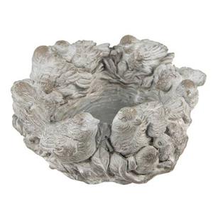 Clayre & Eef Bloempot Ø 27x12 cm Grijs Steen Plantenpot