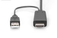 Digitus AK-330111-020-S HDMI-kabel DisplayPort / HDMI Aansluitkabel DisplayPort-bus, HDMI-A-stekker, USB-A stekker 2 m Zwart 4K UHD, Afgeschermd (dubbel), - thumbnail