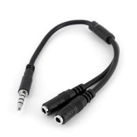 .com Adapter voor headsets met aparte koptelefoon-/microfoonstekkers - 3,5 mm 4 positie naar 2x 3 positie 3,5 mm M/F - Splitser voor hoofdset - minitelefoon stereo 3,5 mm (V) naar 4-polige ministekker (M) - 20 cm - zwart