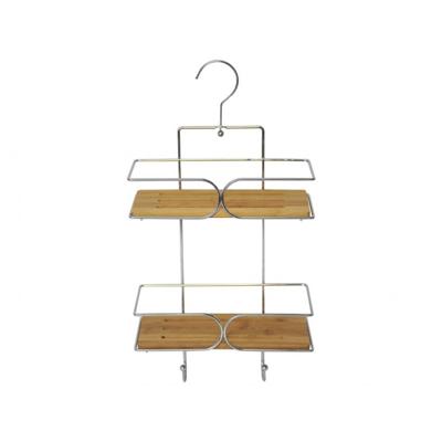 Gebor - Bamboe Hangend Doucherek 25x11x50cm - 2 Laags Badkamerrek - Badkamer – Doucherek Met Haak