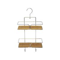 Gebor - Bamboe Hangend Doucherek 25x11x50cm - 2 Laags Badkamerrek - Badkamer – Doucherek Met Haak
