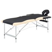 VidaXL Massagetafel inklapbaar 2 zones aluminium zwart en beige