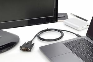 Digitus AK-300332-020-S USB-C-displaykabel USB-C / DVI Adapterkabel USB-C stekker, DVI-D 24+1-polige stekker 2.00 m Zwart Afgeschermd, Afgeschermd (dubbel)