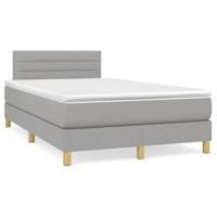 vidaXL Boxspring met matras en LED stof lichtgrijs 120x190 cm, bed, boxspringbed, tweepersoonsbed, slaapmeubel, boxspring bed, bed met matras
