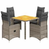 vidaXL 5-delige Bistroset met kussens poly rattan grijs, loungeset, loungeset tuin, loungeset buiten, tuinset, terrasset, tuinset lounge