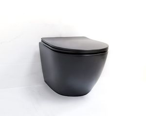 SaniGoods Apollo mat zwarte toiletpot inclusief zitting anti-kalk 48cm