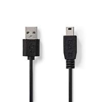 USB Mini B naar USB-A kabel - USB2.0 - tot 1A / zwart - 1 meter