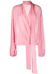 Blumarine blouse en soie à détail de foulard - Rose