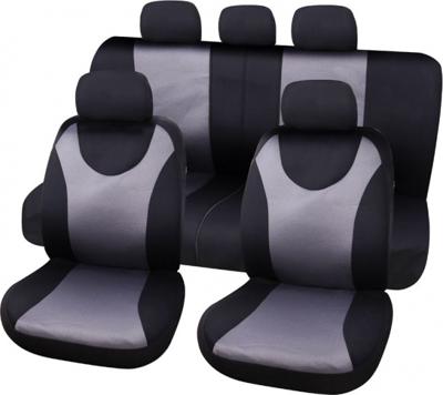 Carpoint stoelhoezenset London uni polyester zwart/grijs 9 delig Carpoint stoelhoezenset London uni polyester zwart/grijs 9 delig