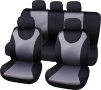 Carpoint stoelhoezenset London uni polyester zwart/grijs 9 delig