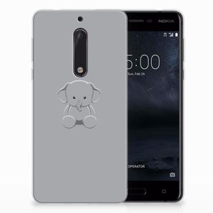 Nokia 5 Telefoonhoesje met Naam Grijs Baby Olifant