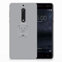 Nokia 5 Telefoonhoesje met Naam Grijs Baby Olifant - thumbnail