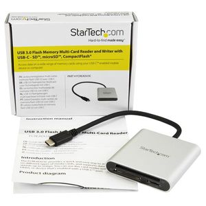 StarTech.com USB 3.0 Flash geheugen multi kaartlezer/schrijver met USB-C SD, microSD, CompactFlash