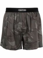 TOM FORD boxer en soie mélangée à motif camouflage - Vert - thumbnail