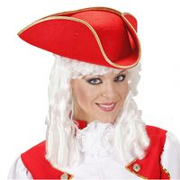 Driehoekige piratenhoed rood - thumbnail