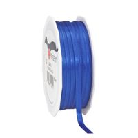 1x Luxe blauwe satijnen lint rollen 0,6 cm x 50 meter cadeaulint verpakkingsmateriaal - thumbnail