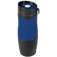 Thermosbeker/warmhoudbeker donkerblauw/zwart 380 ml