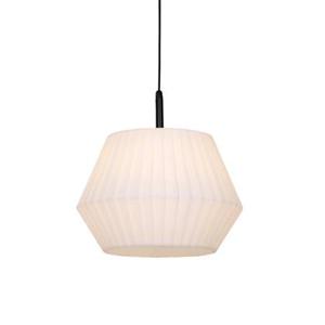 QAZQA Moderne buiten hanglamp zwart met witte kap 45,6 cm IP44 -