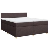 vidaXL Boxspring met matras stof donkerbruin 200x200 cm