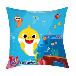 Baby Shark sierkussen 40 x 40 cm blauw