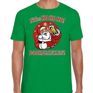 Fout kerst shirt  zuipende kerstman niks ho ho ho doordrinken groen voor heren 2XL (56)  -