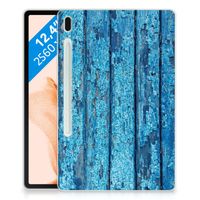 Samsung Galaxy Tab S7FE Silicone Tablet Hoes Wood Blue