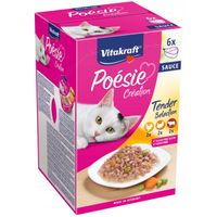 Vitakraft Poésie Création in saus natvoer kat multipack (6 x 85 g) 1 verpakking - thumbnail