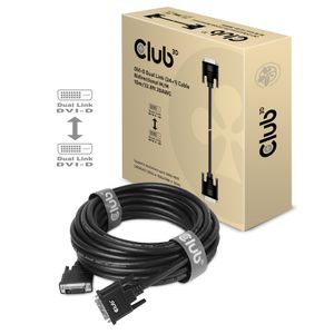 club3D CAC-1220 DVI-kabel DVI Aansluitkabel DVI-D 24+1-polige stekker 10.00 m Zwart