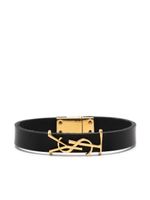 Saint Laurent bracelet en cuir à breloque YSL - Noir - thumbnail