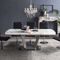 Artistiq Uitschuifbare Eettafel Eloy Faux Marmer, 160 - 200 x 90cm - Wit - thumbnail