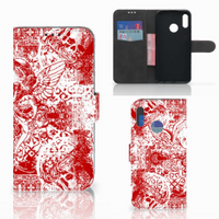 Telefoonhoesje met Naam Honor 10 Lite Angel Skull Rood