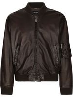 Dolce & Gabbana veste bomber en peau d'agneau - Marron - thumbnail