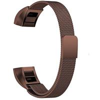 By Qubix - Compatible met Fitbit Alta HR Milanese bandje - Maat: Large - Coffee - Compatible fitbit bandje