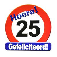 25 jaar verjaardag stopbord - Dia 50 cm - Leeftijd feestartikelen - verkeersbord - Karton - thumbnail