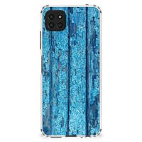 Samsung Galaxy A22 5G Stevig Telefoonhoesje Wood Blue - thumbnail