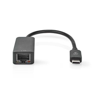 Nedis USB-netwerkadapter | USB 3.2 Gen 1 | 2.5 Gbps | USB-C Male | RJ45 Female | 0.20 m | Rond | Vernikkeld | Vertind-Koper | Zwart | Doos -