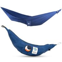 Ticket to the Moon Fair Trade & Handgemaakte Compact–Hangmat Koningsblauw Voor Op Reis, Kamperen En Alledaags Gebruik, L 3.2*1.55m, 480g, Uit Duurzaam Parachute Textiel Zijde Nylon, Opzet Tijd <1min., OEKO-TEX® 10J. Garantie