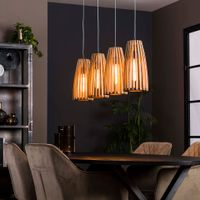 Hanglamp Luana Mangohout, 4-lamps - Massief mango naturel - thumbnail