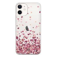 iPhone 12 transparant hoesje - Falling hearts