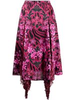 Versace jupe asymétrique en soie à fleurs - Rose