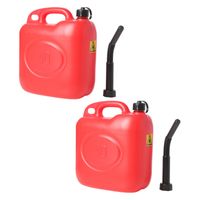 2x stuks jerrycans/benzinetanks 10 liter rood - thumbnail